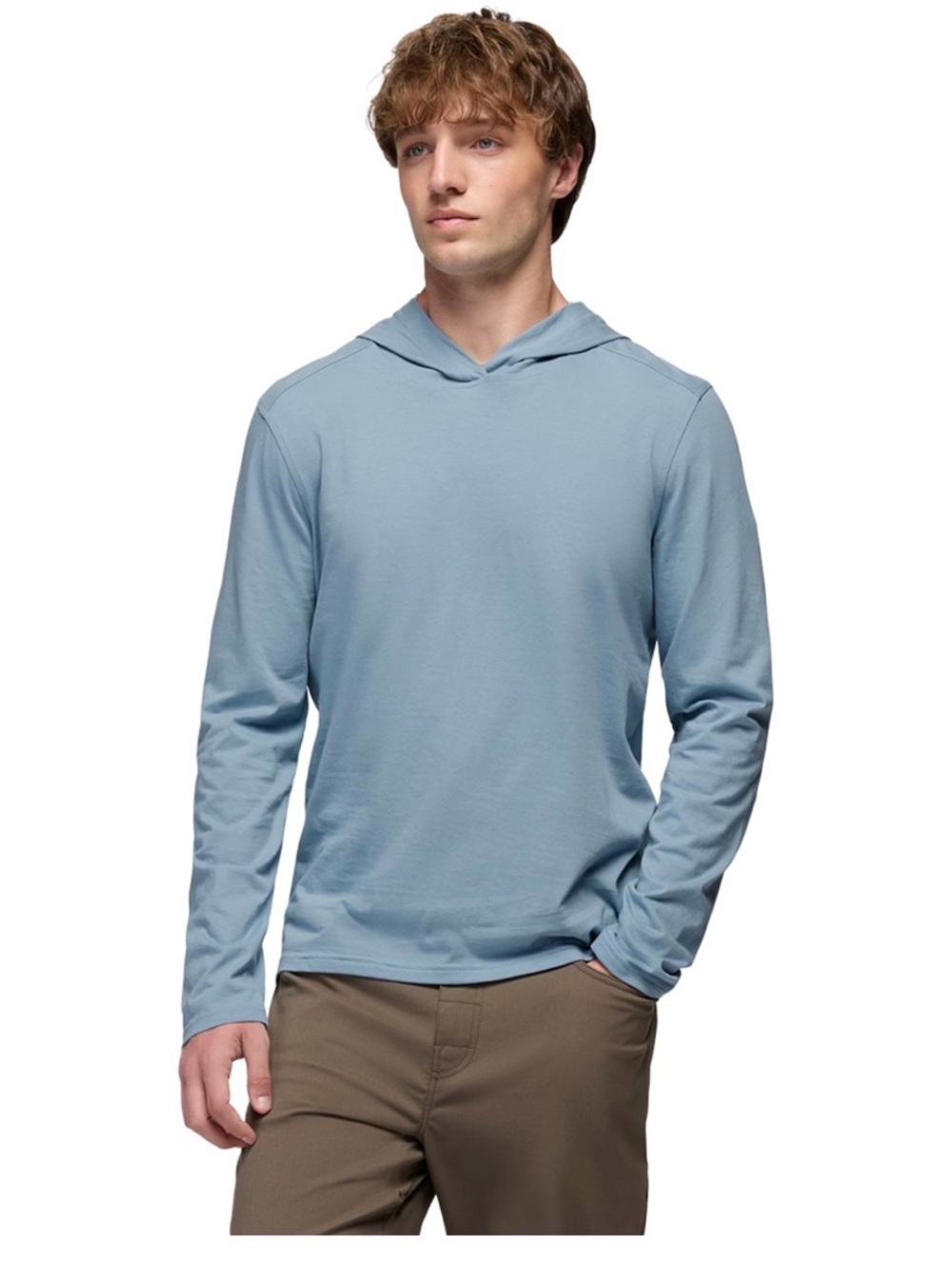 prAna Sol Defender Hooded Organic Cotton Large Glacial Skies Slim Fit M Blue UPF